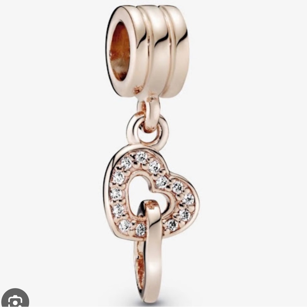 PANDORA GOLD HEART DANGLE BRACELET CHARM